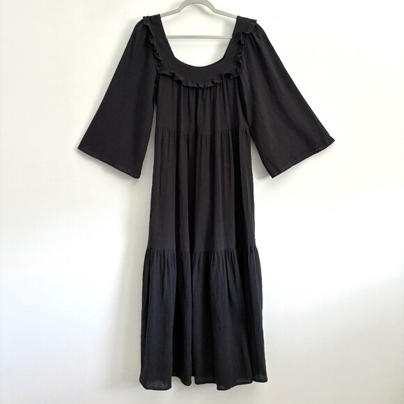 Christy Dawn The Elodie Dress in Black Wide Sleeves Back Tie Women’s Size Small - Picture 2 of 8